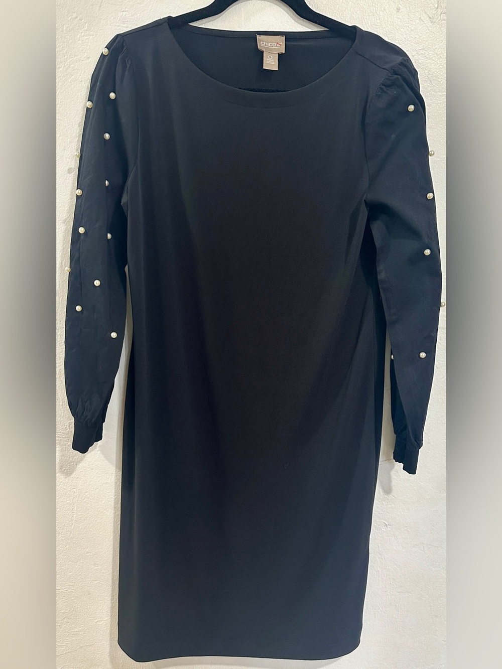 Chico’s Black Pearl Sleeve Shift Dress Size 0